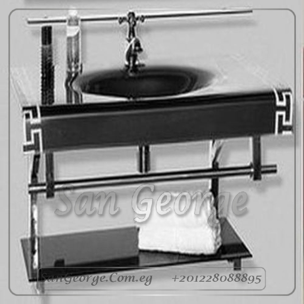 Glass Basin Set 30 Black 80 cm by San George Design