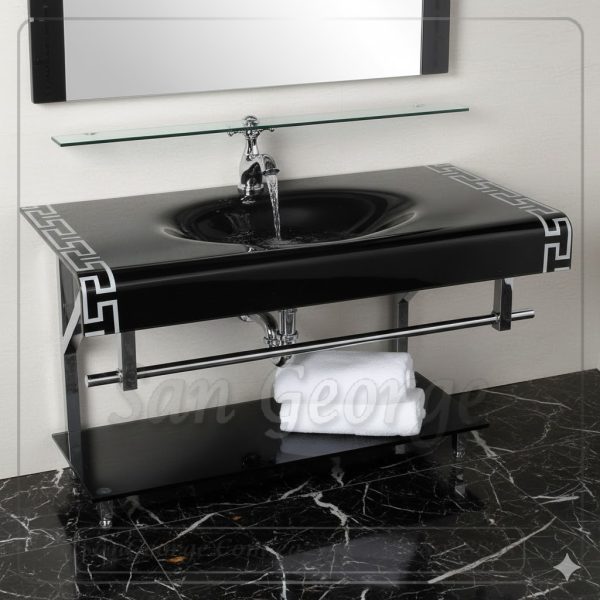 Glass Basin Set 30 Black 80 cm by San George Design