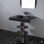Glass Bathroom Vanity Set 2209 Black 70 cm by San George Design