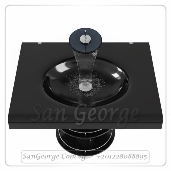 Glass Bathroom Vanity Set 2209 Black 70 cm by San George Design