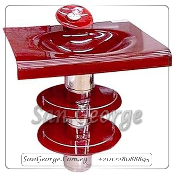 مجموعة حوض زجاج 32 احمر 80 سم على الارض من San George Design