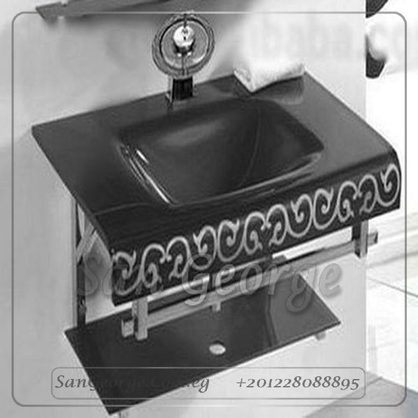 حوض حمام زجاجي 37 اسود 80 سم معلقه من San George Design