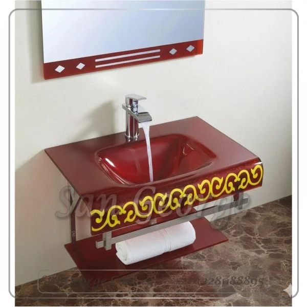 Glass Bathroom Vanity Set 37 My Flower X Gold 80 cm by San George Design