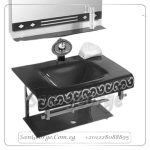 حوض حمام زجاجي 37 اسود 80 سم معلقه  من San George Design