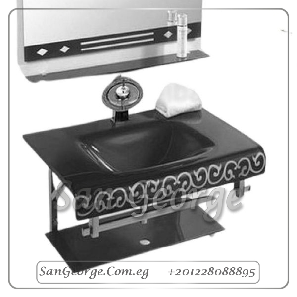 حوض حمام زجاجي 37 اسود 80 سم معلقه من San George Design