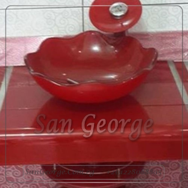 Glass Bathroom Vanity 21 Dark Red 80 cm by San George Design