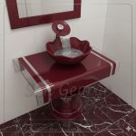 حوض حمام زجاج 3012 احمر 80 سم على الارض  من San George Design