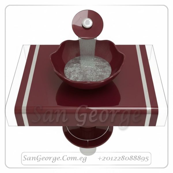 حوض حمام زجاج 3012 احمر 80 سم على الارض  من San George Design
