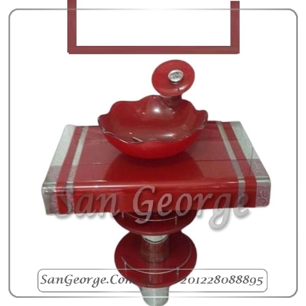 حوض حمام زجاج 3012 احمر 80 سم على الارض من San George Design
