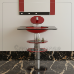 حمام زجاج حوض وحده احمر 3026 60 سم معلقه  من San George Design