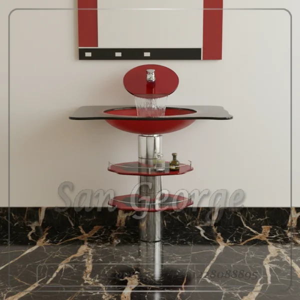 حمام زجاج حوض وحده احمر 3026 60 سم معلقه  من San George Design