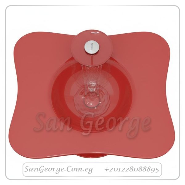 حمام زجاج حوض وحده احمر 3026 60 سم معلقه  من San George Design