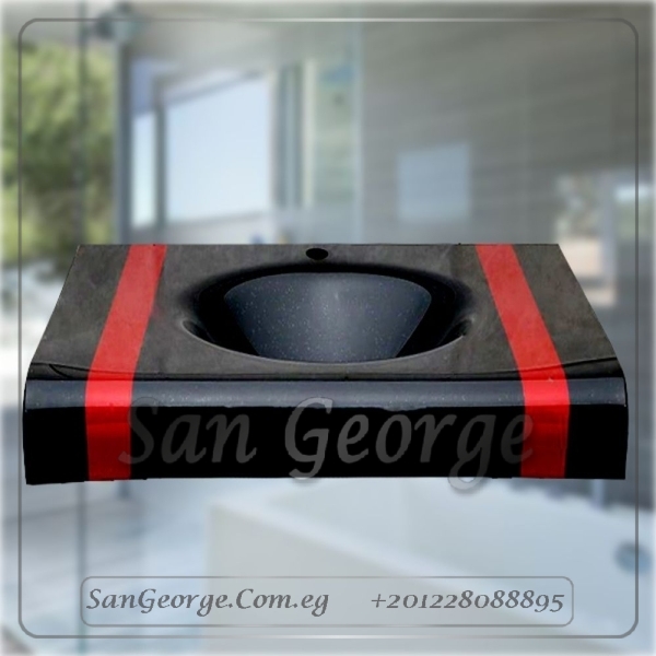 حوض حمام زجاجي 0319 احمر 80 سم معلقه من San George Design