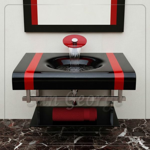 حوض حمام زجاجي 0319 احمر 80 سم معلقه  من San George Design