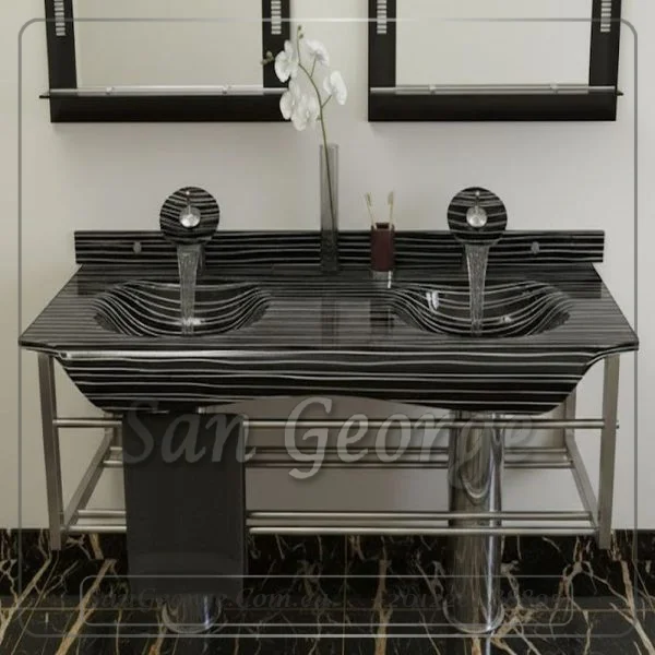Glass Basin Set 3205 Black 120 cm by San George Design