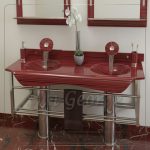 مجموعة حوض زجاج 3205 احمر بالخلاط 120 سم معلقه  من San George Design