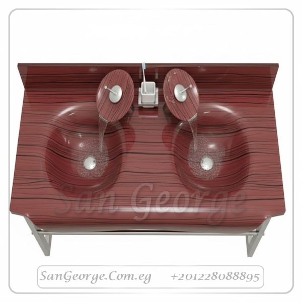 مجموعة حوض زجاج 3205 احمر بالخلاط 120 سم معلقه  من San George Design