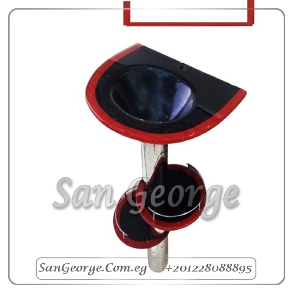 Glass Bathroom Vanity Set 3206 Black X Red 80 cm by San George Design