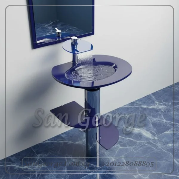 Glass Bathroom Vanity 3206 Blue 80 cm by San George Design