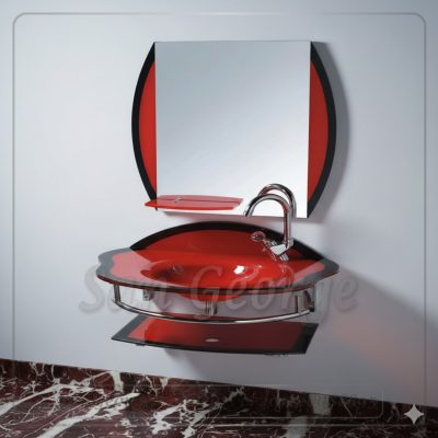 مجموعة حوض زجاج 328 احمر 60 سم معلقه  من San George Design
