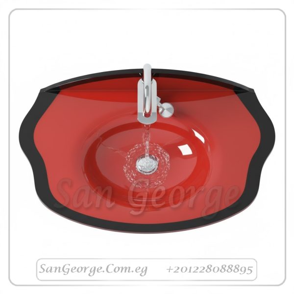 مجموعة حوض زجاج 328 احمر 60 سم معلقه  من San George Design