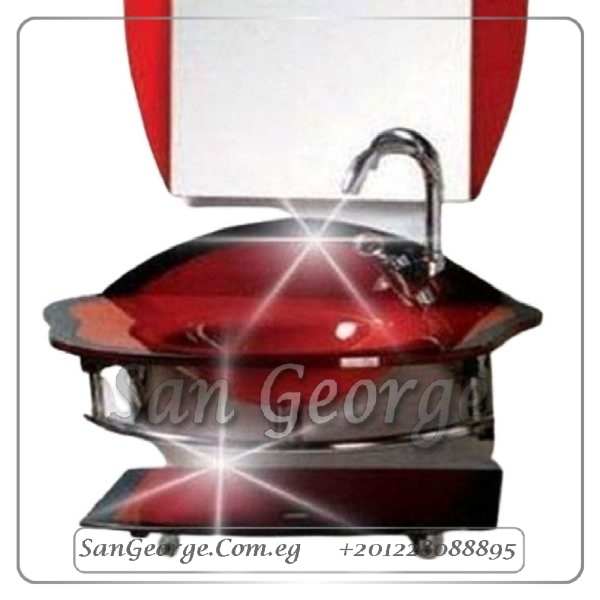 مجموعة حوض زجاج 328 احمر 60 سم معلقه من San George Design