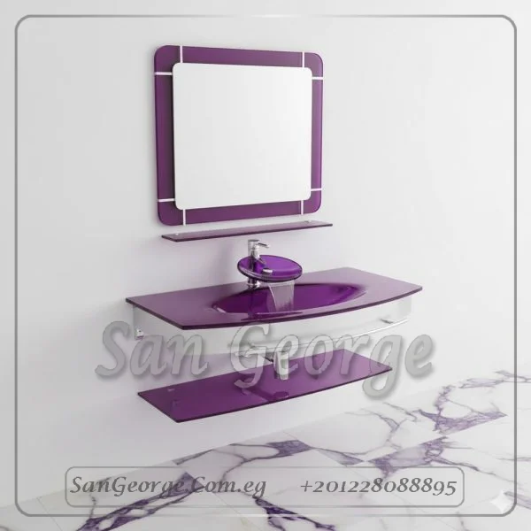 مجموعة حمام زجاج 329 موف غامق 90 سم معلقه  من San George Design