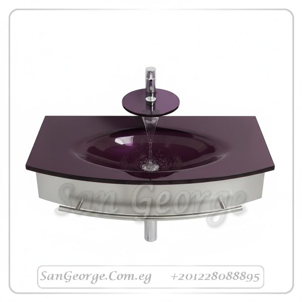 مجموعة حمام زجاج 329 موف غامق 90 سم معلقه  من San George Design