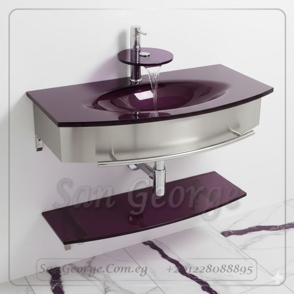 مجموعة حمام زجاج 329 موف غامق 90 سم معلقه  من San George Design