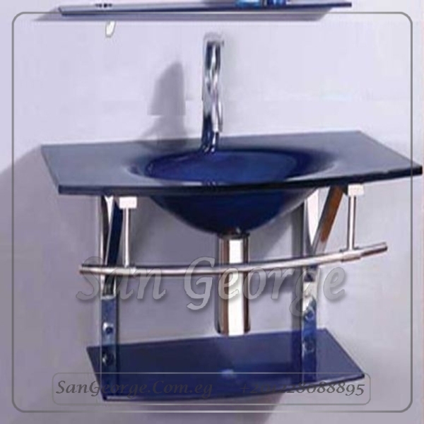 حوض حمام زجاج 338 كحلى 80 سم معلقه من San George Design
