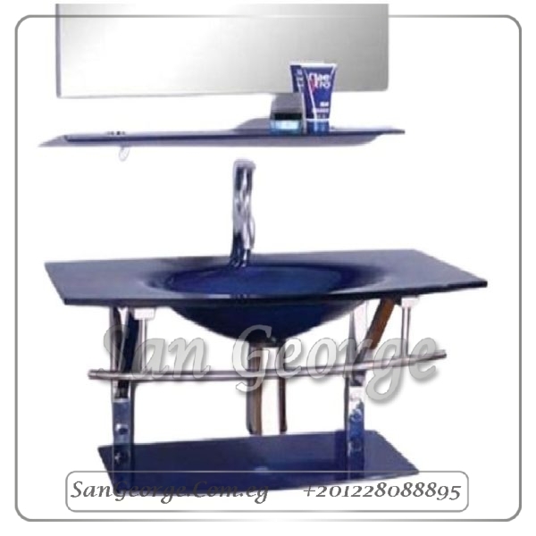 حوض حمام زجاج 338 كحلى 80 سم معلقه من San George Design