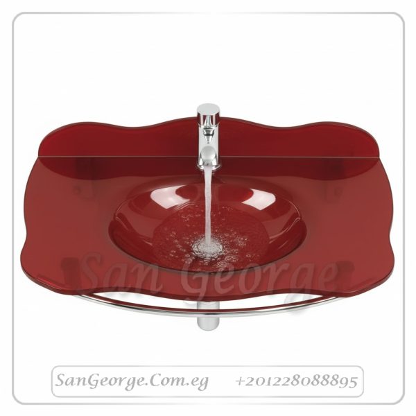 حوض حمام زجاجي 356 احمر 80 سم معلقه  من San George Design