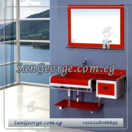 Glass Vanity Set 357 Dark Red 90 cm by San George Design