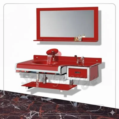 Glass Vanity Set 357 Dark Red 90 cm by San George Design