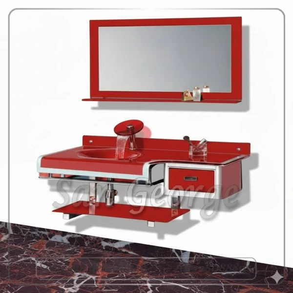 Glass Vanity Set 357 Dark Red 90 cm by San George Design