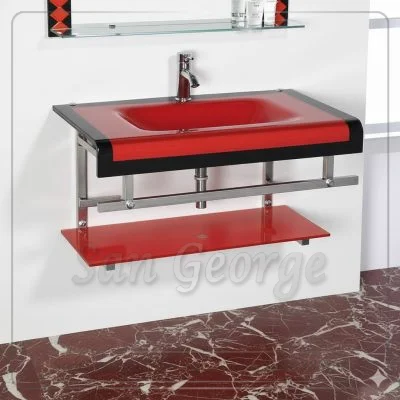Glass Bathroom Vanity 358 Red and black 80 cm by San George Design