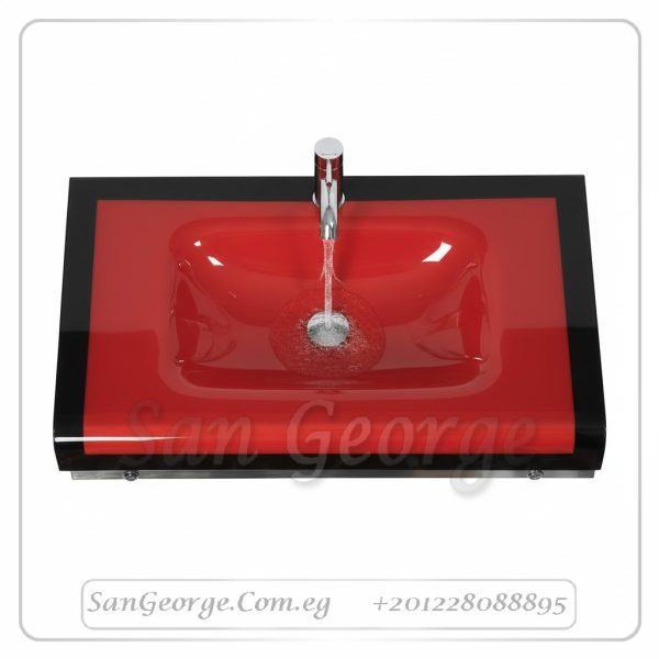 Glass Bathroom Vanity 358 Red and black 80 cm by San George Design