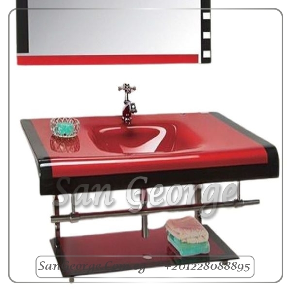 Glass Bathroom Vanity 3581 Redwood 80 cm by San George Design