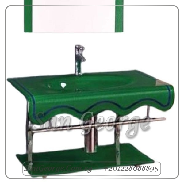 Glass Bathroom Vanity 359 Green 80 cm by San George Design