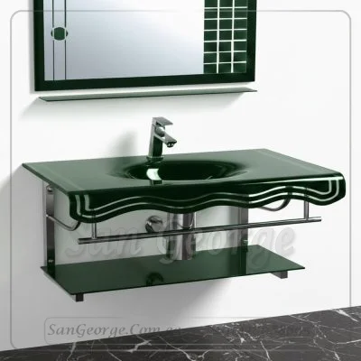 Glass Bathroom Vanity 359 Green 80 cm by San George Design