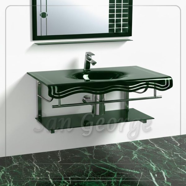 Glass Bathroom Vanity 359 Green 80 cm by San George Design