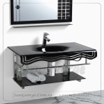 وحده حوض حمام 80 سم اسود زجاج San George Design مستورد مع ارفف و مرايا هديه