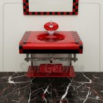 مجموعة حوض زجاج 361 اسود 90 سم معلقه  من San George Design
