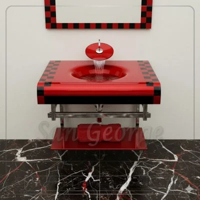 مجموعة حوض زجاج 361 اسود 90 سم معلقه  من San George Design