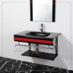 حوض حمام زجاج 362 اسود × احمر 80 سم معلقه  من San George Design