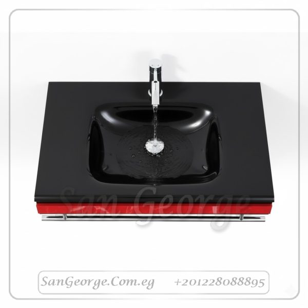 حوض حمام زجاج 362 اسود × احمر 80 سم معلقه  من San George Design