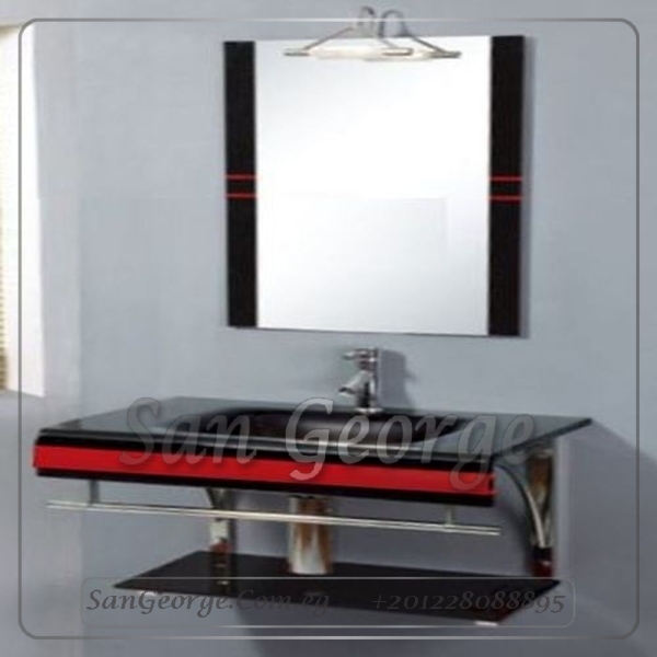 حوض حمام زجاج 362 اسود × احمر 80 سم معلقه من San George Design