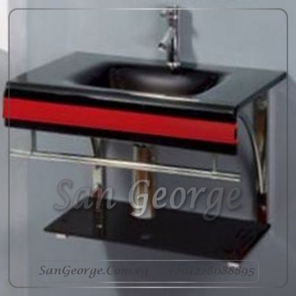 حوض حمام زجاج 362 اسود × احمر 80 سم معلقه من San George Design