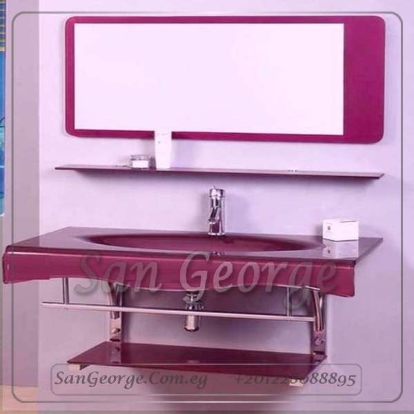 مجموعة حمام زجاج 370 موف فاتح 80 سم معلقه من San George Design