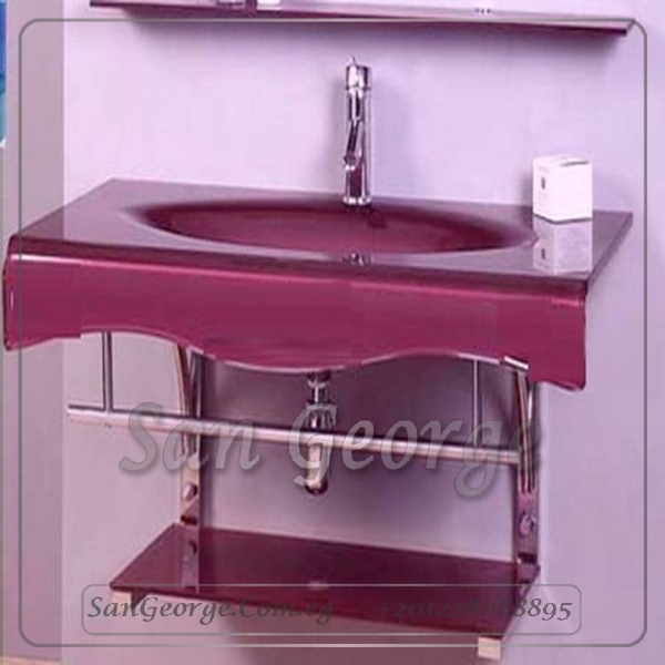 مجموعة حمام زجاج 370 موف فاتح 80 سم معلقه من San George Design